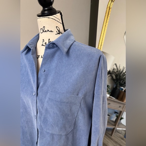 Zara Light Blue Textured Top - Picture 5 of 13